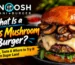 Swiss mushroom burger with melted cheese, sautéed mushrooms and beef patty at Fanoosh Burgers & Biryani in Sugar Land, TX.